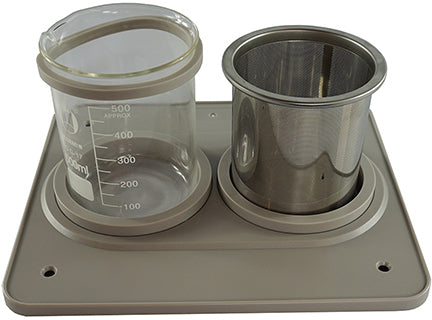 BHK04A | iSonic® double beaker holder set including a 500ml glass beaker and a 500ml perforated stainless steel beaker