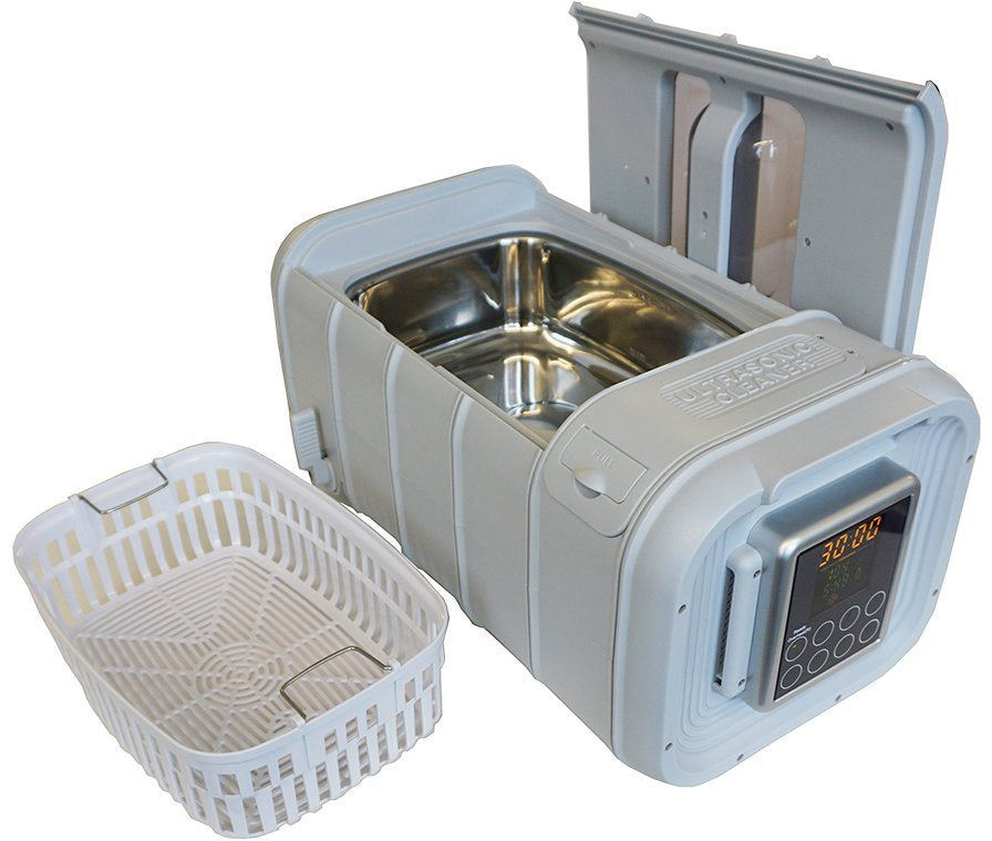 isonic p4800 commercial ultrasonic cleaner, 1.5qt/1.4l, white/gray color,  plastic basket, 110v 